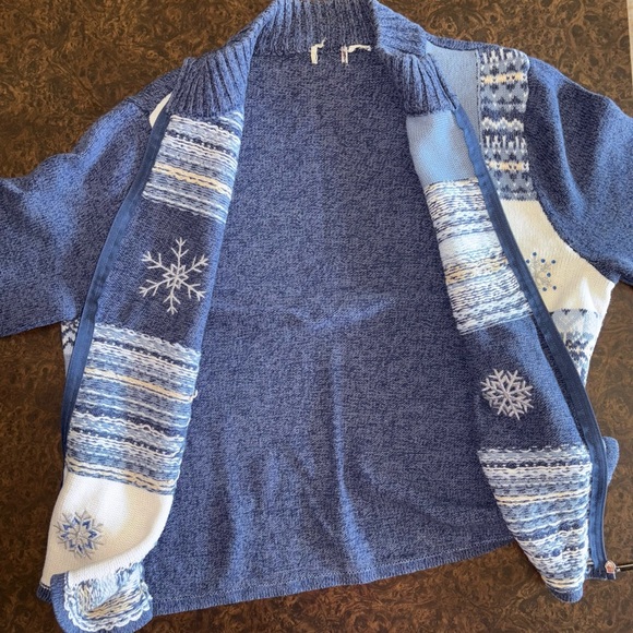 Classic Elements Christmas Plaid Blue Zip-Up Sweater - size 2XL - Picture 4 of 10
